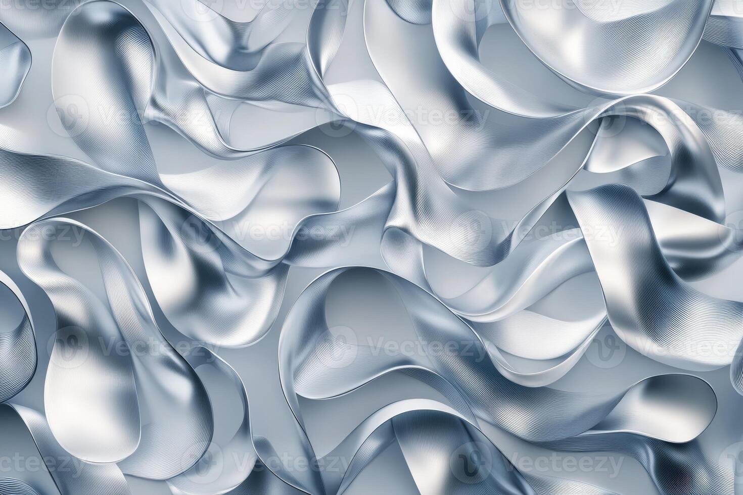 Flowing silver ribbons create an abstract texture design photo