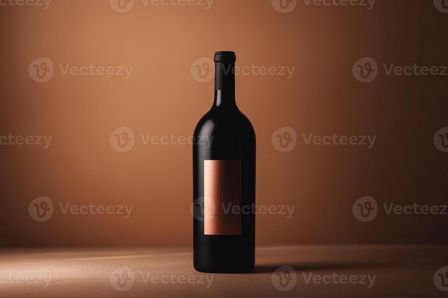 Elegant wine bottle with a minimalist design in warm lighting photo