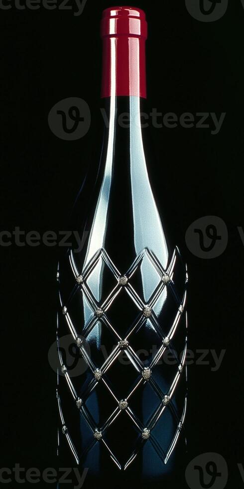Sparkling wine bottle design with diamond pattern photo