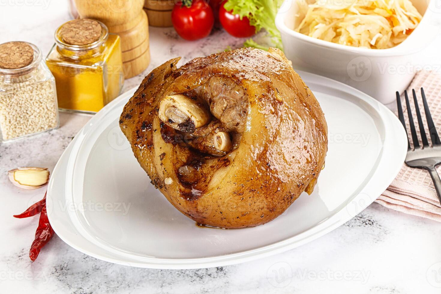 A plate with a meat dish on it photo