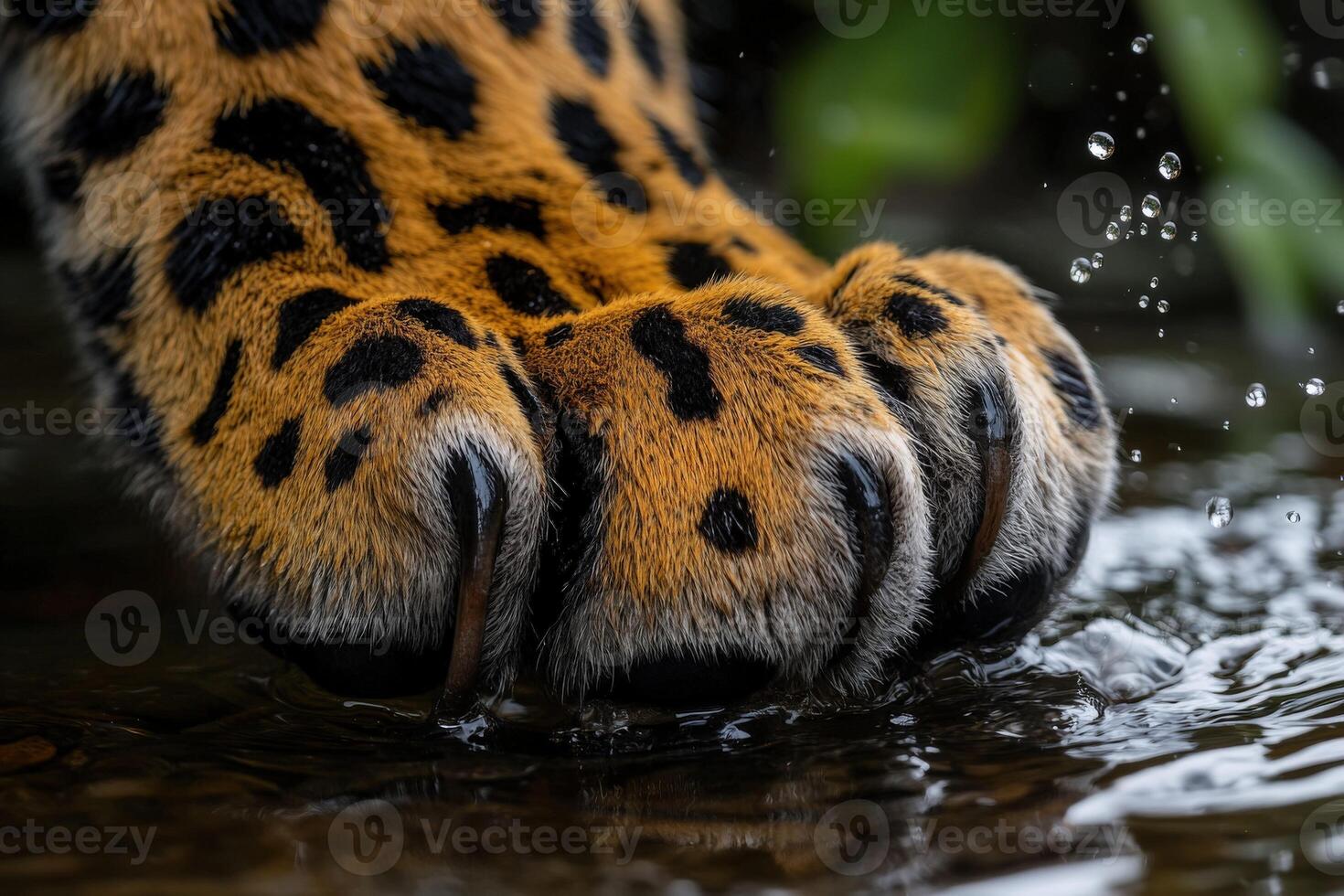 Leopard paw pad in shallow water during a sunny day photo