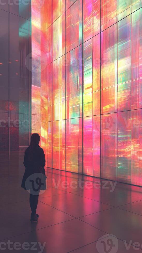 Colorful art display captivates viewer at modern location photo