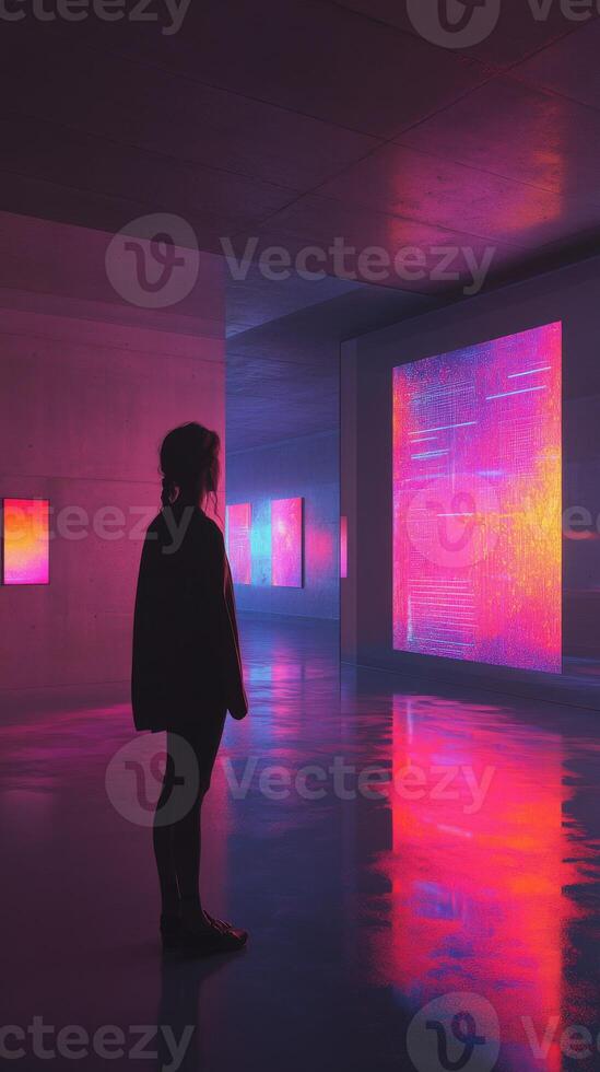 Vibrant interactive art display in modern gallery setting photo