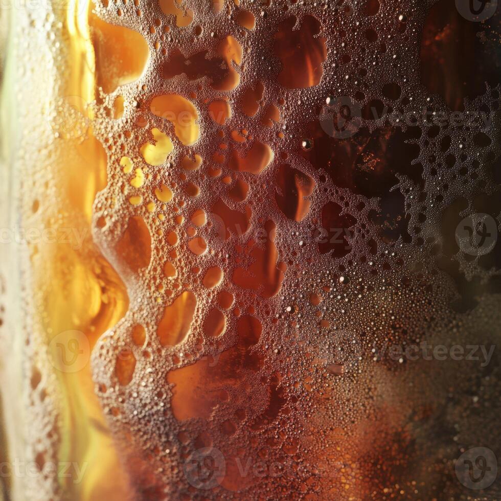 Bubbles and foam in a refreshing cold beverage photo
