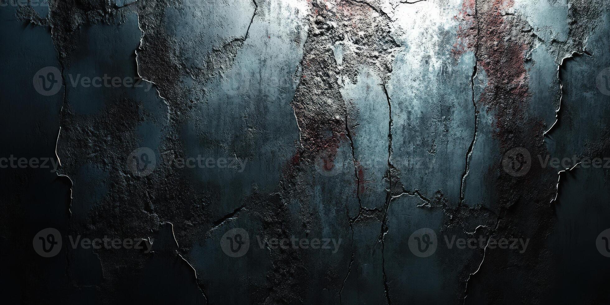 Cracked and textured wall in dim light creates moody atmosphere photo