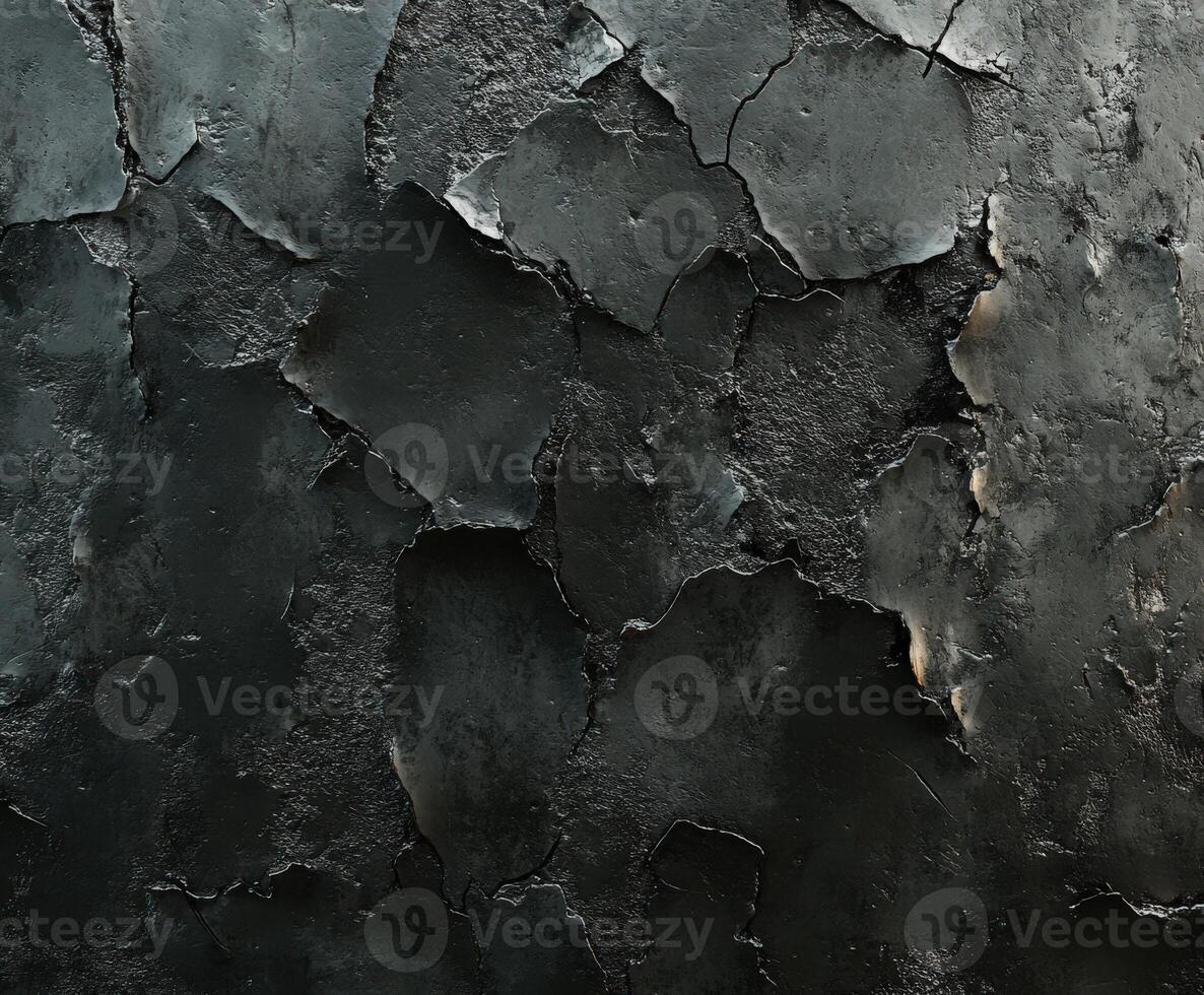 Texture of cracked black surface reveals intricate patterns photo