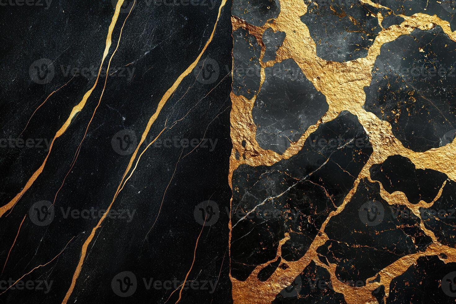 Striking black marble with gold veining design elements photo