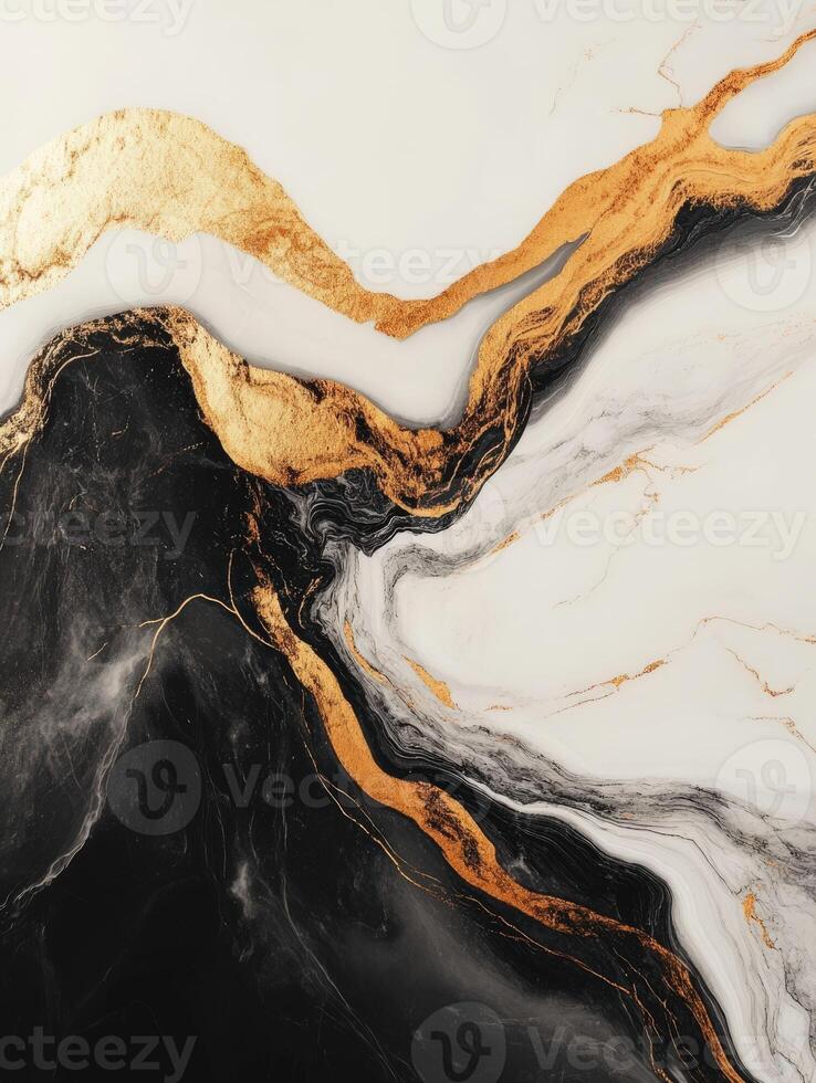 Elegant abstract design with gold and black marble texture photo