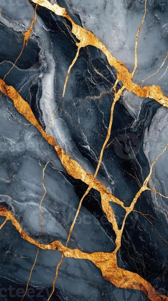 Elegant black and gold marble texture with striking patterns photo