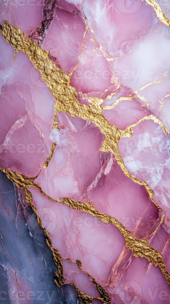 Pink and gold marbled stone background design for decor photo
