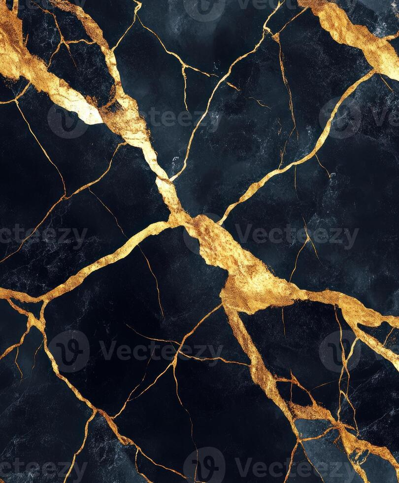 Dark marble with golden veins creating elegant patterns photo