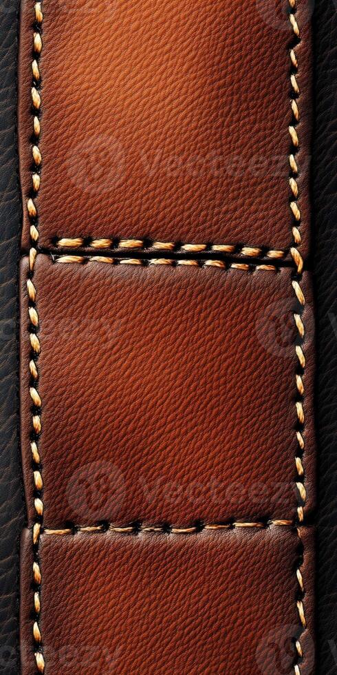 Detailed texture of leather stitching showcasing craftsmanship photo