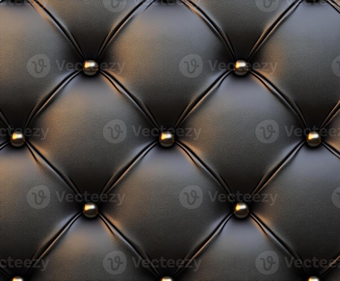 Elegant black leather upholstery with button tufting design photo
