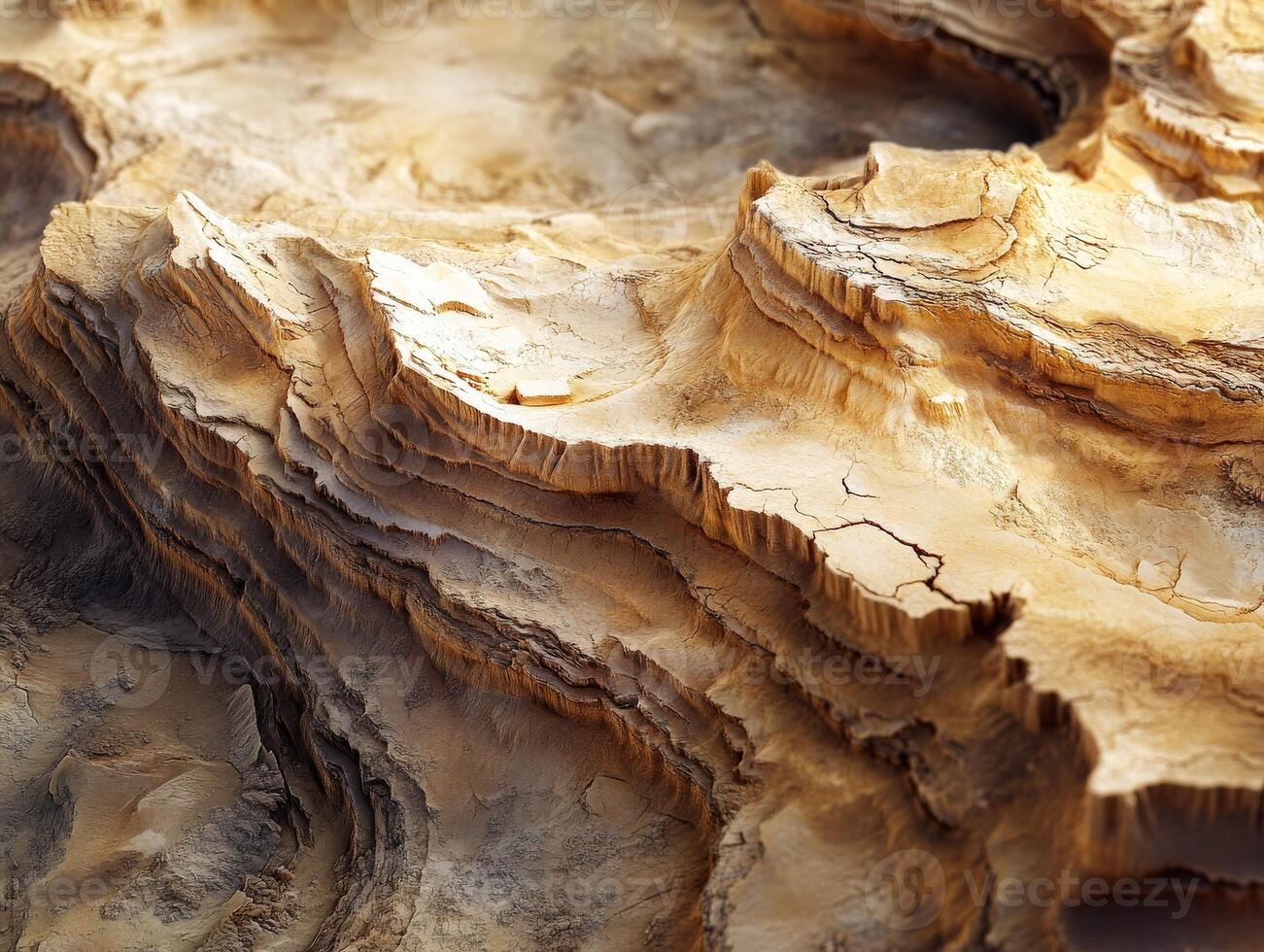 Desert landscape with rugged terrain and intricate formations photo