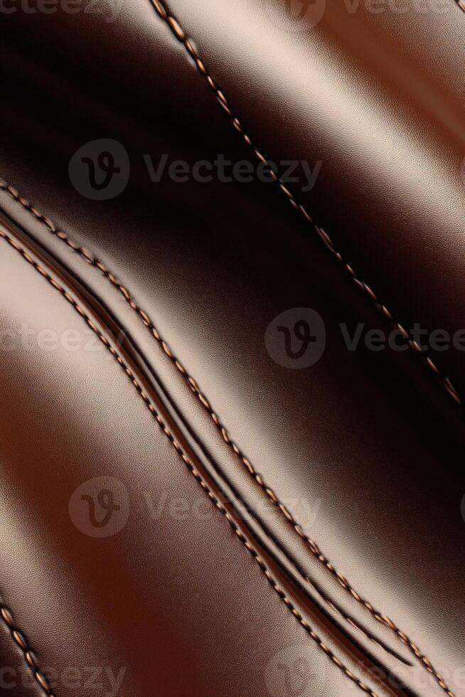 Smooth brown fabric with detailed stitching pattern photo