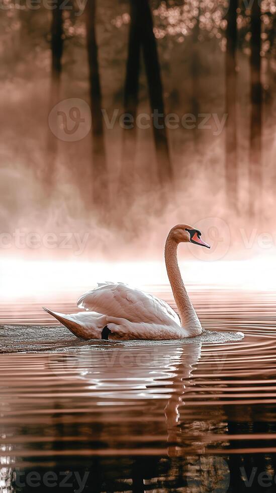 Swan in the mist photo