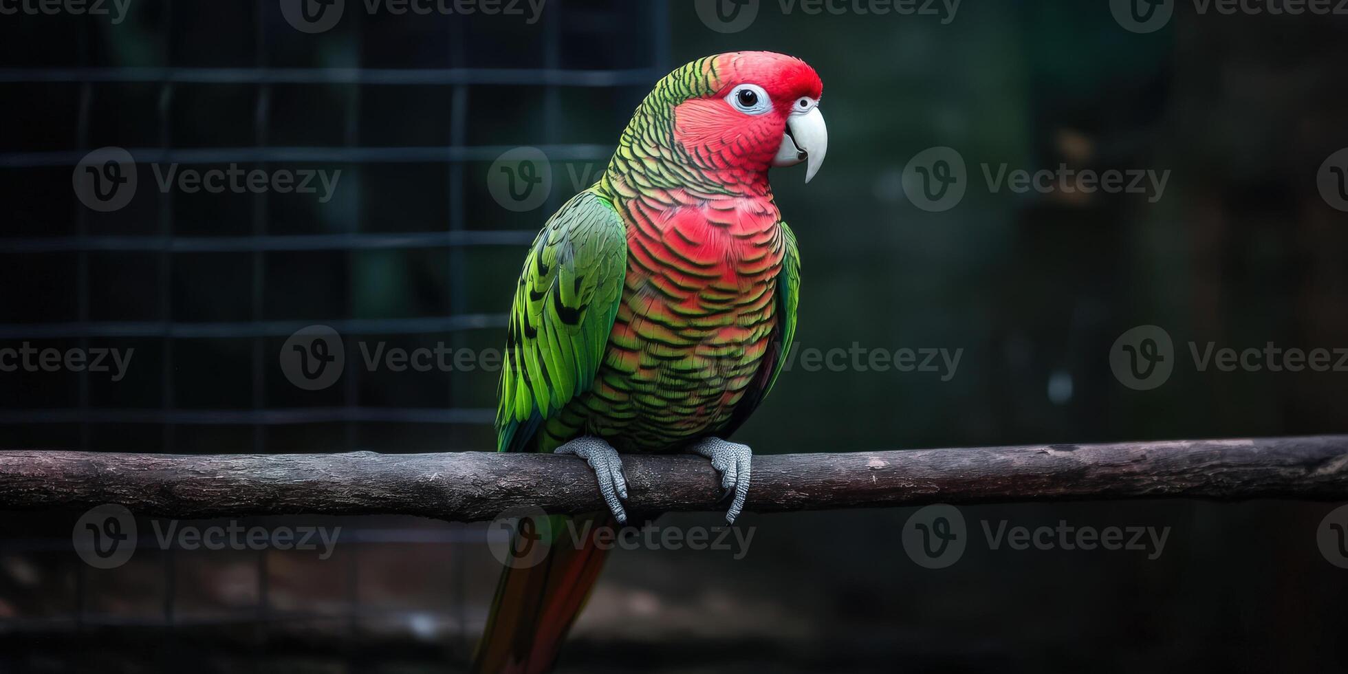 Colorful parrot perched on a branch in a natural habitat setting photo