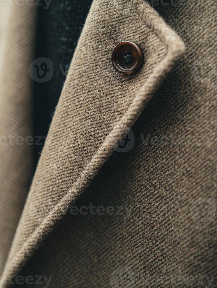 A close up of a button on a coat photo