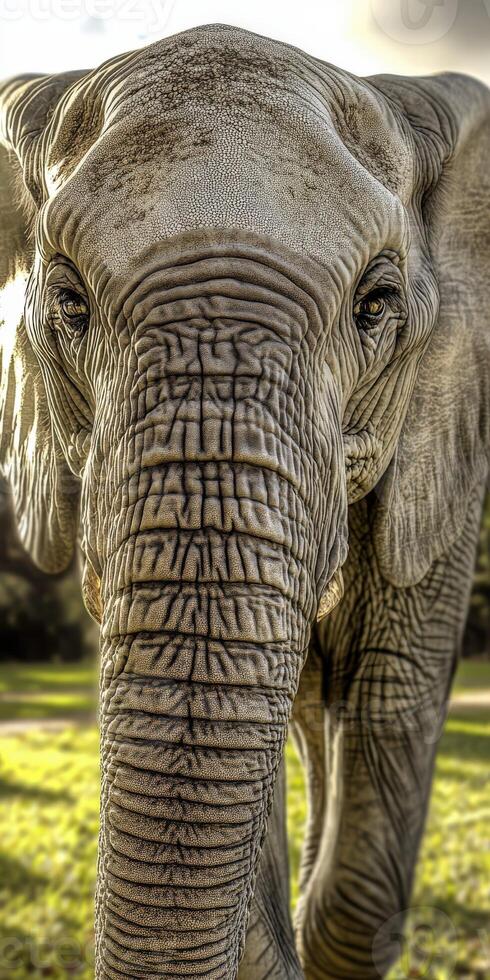 Majestic elephant captures attention in lush green surroundings photo
