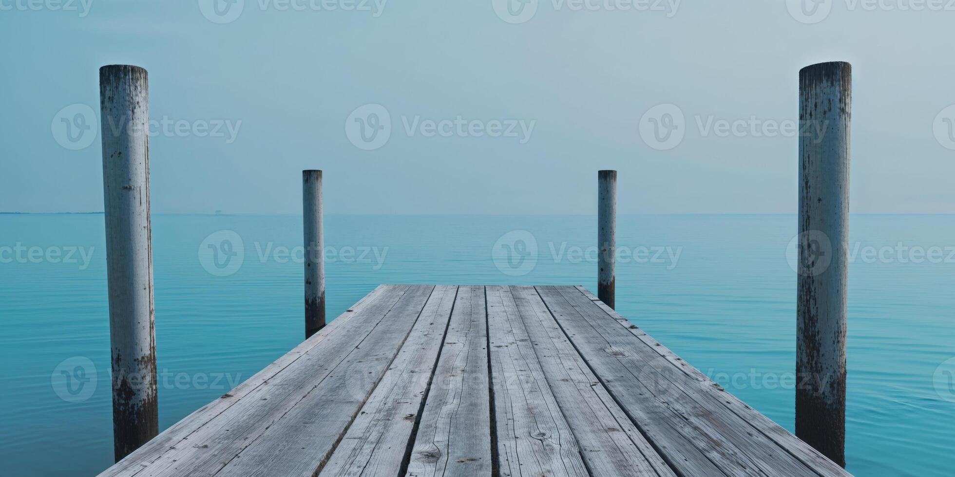 A wooden pier in the middle of the ocean photo