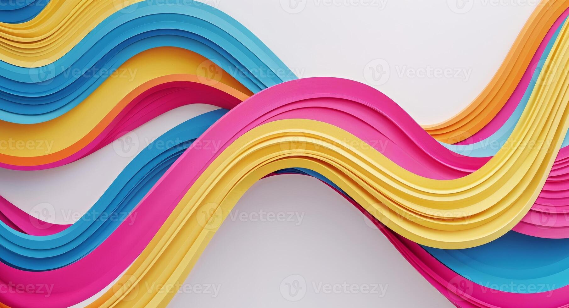 3d rendering of colorful paper waves photo