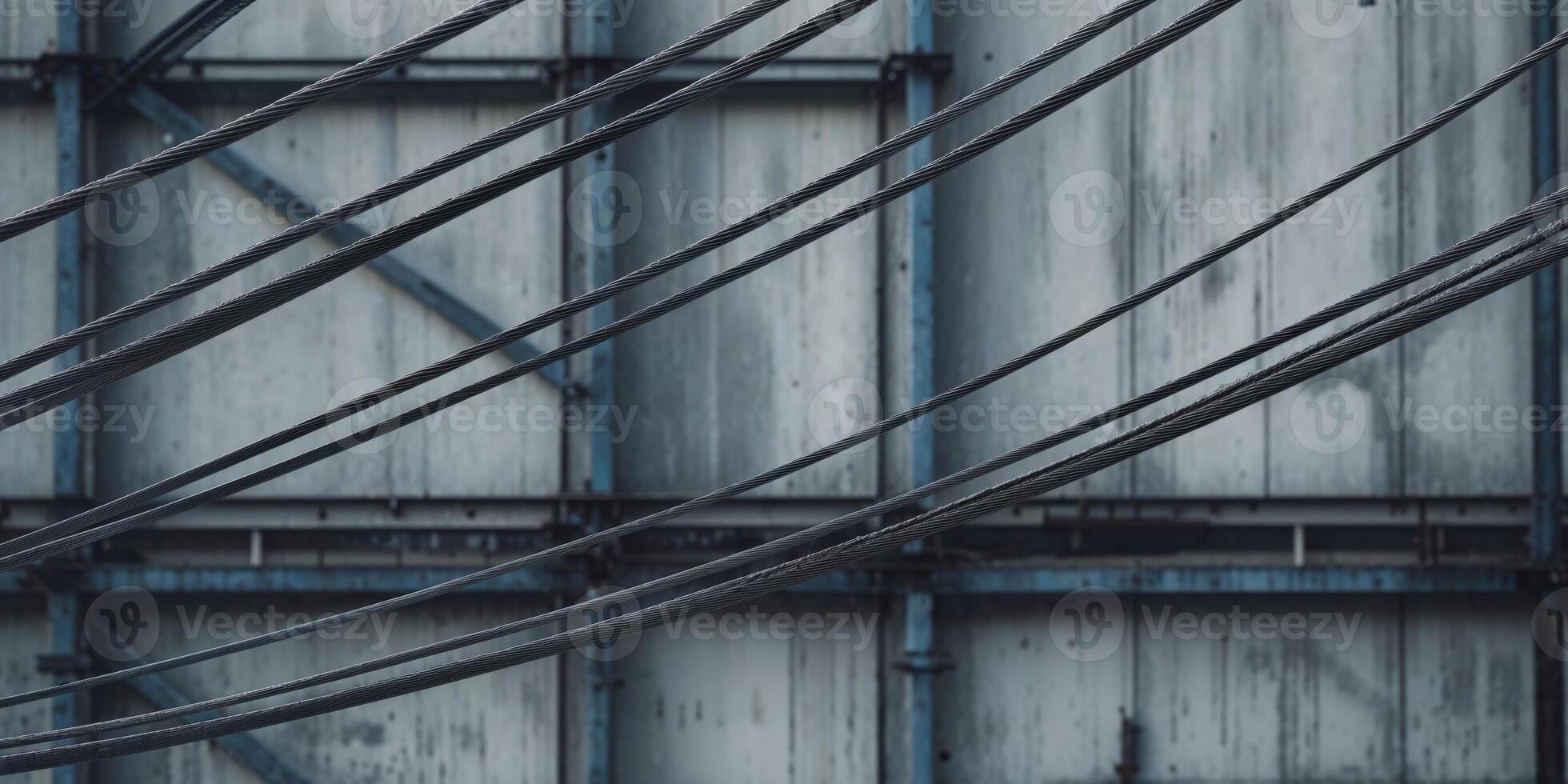 A close up of a large industrial building with wires photo