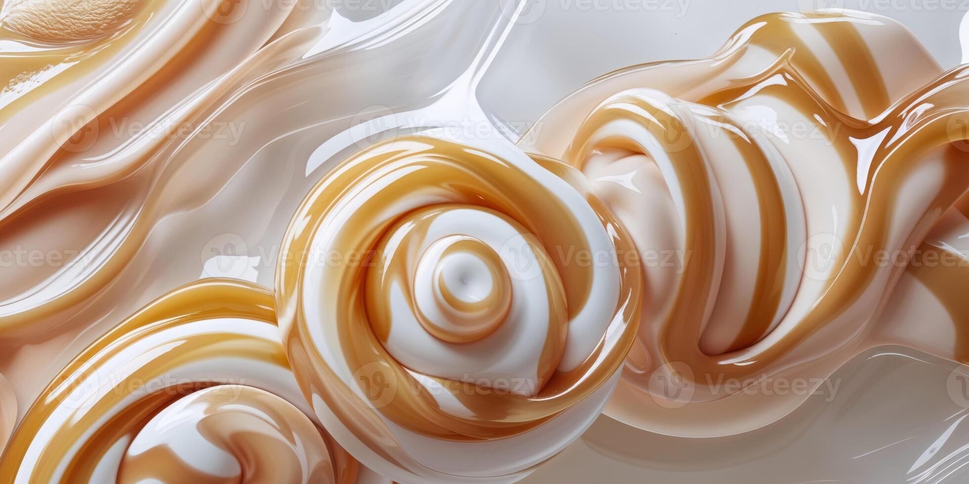 A close up of a swirl of caramel and cream photo