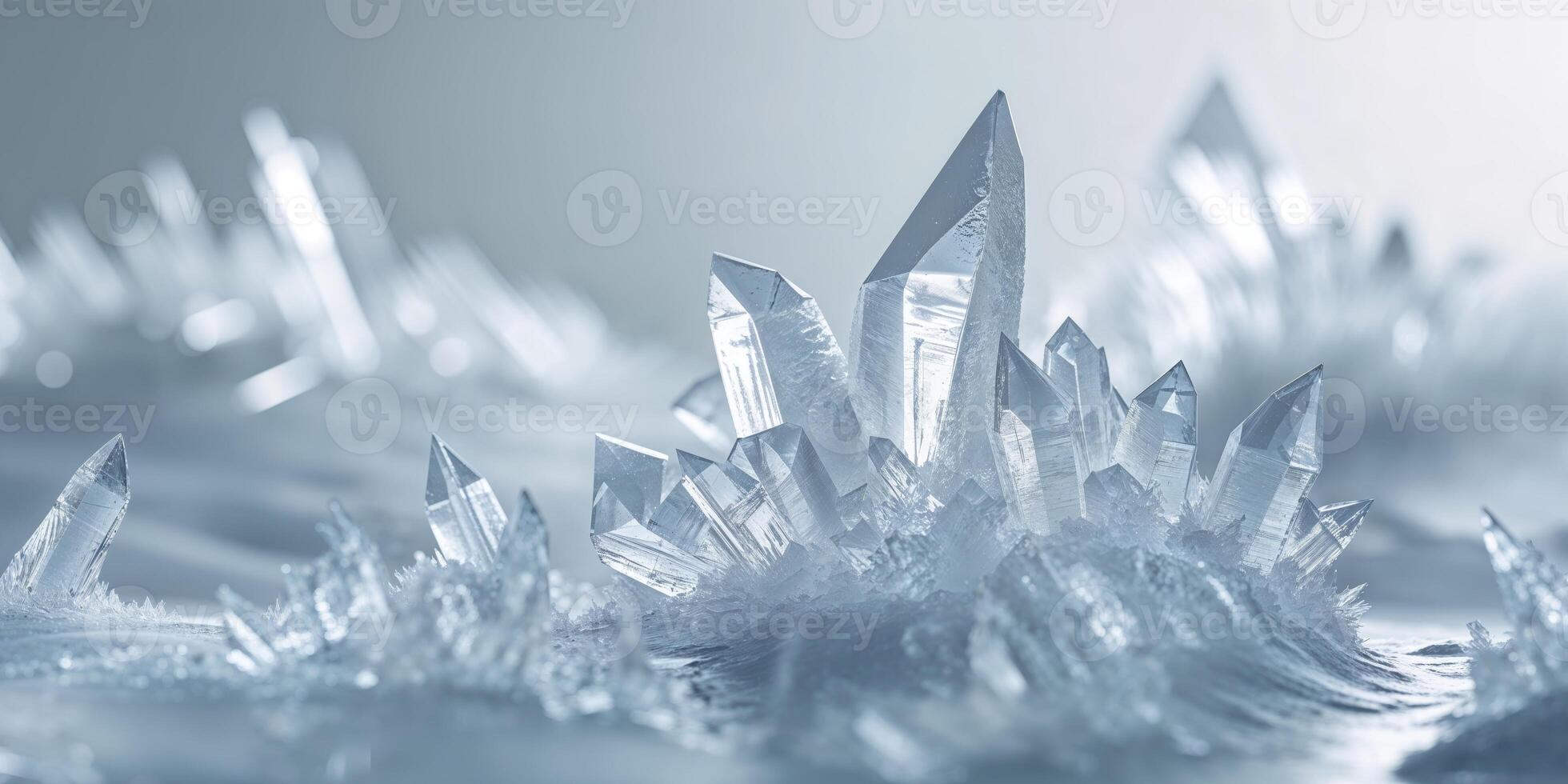 Sharp Ice Crystal Formation Close Up Abstract Texture Background. photo