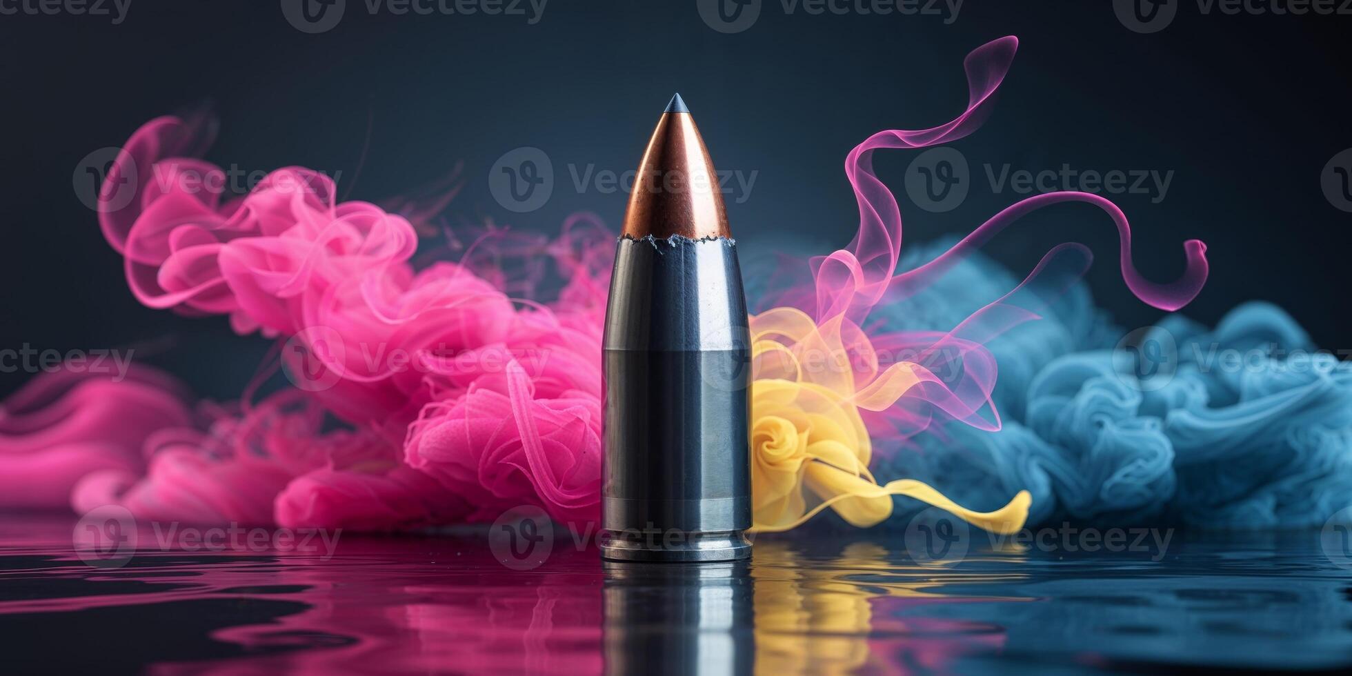 A bullet with a smoke trail on a black background photo