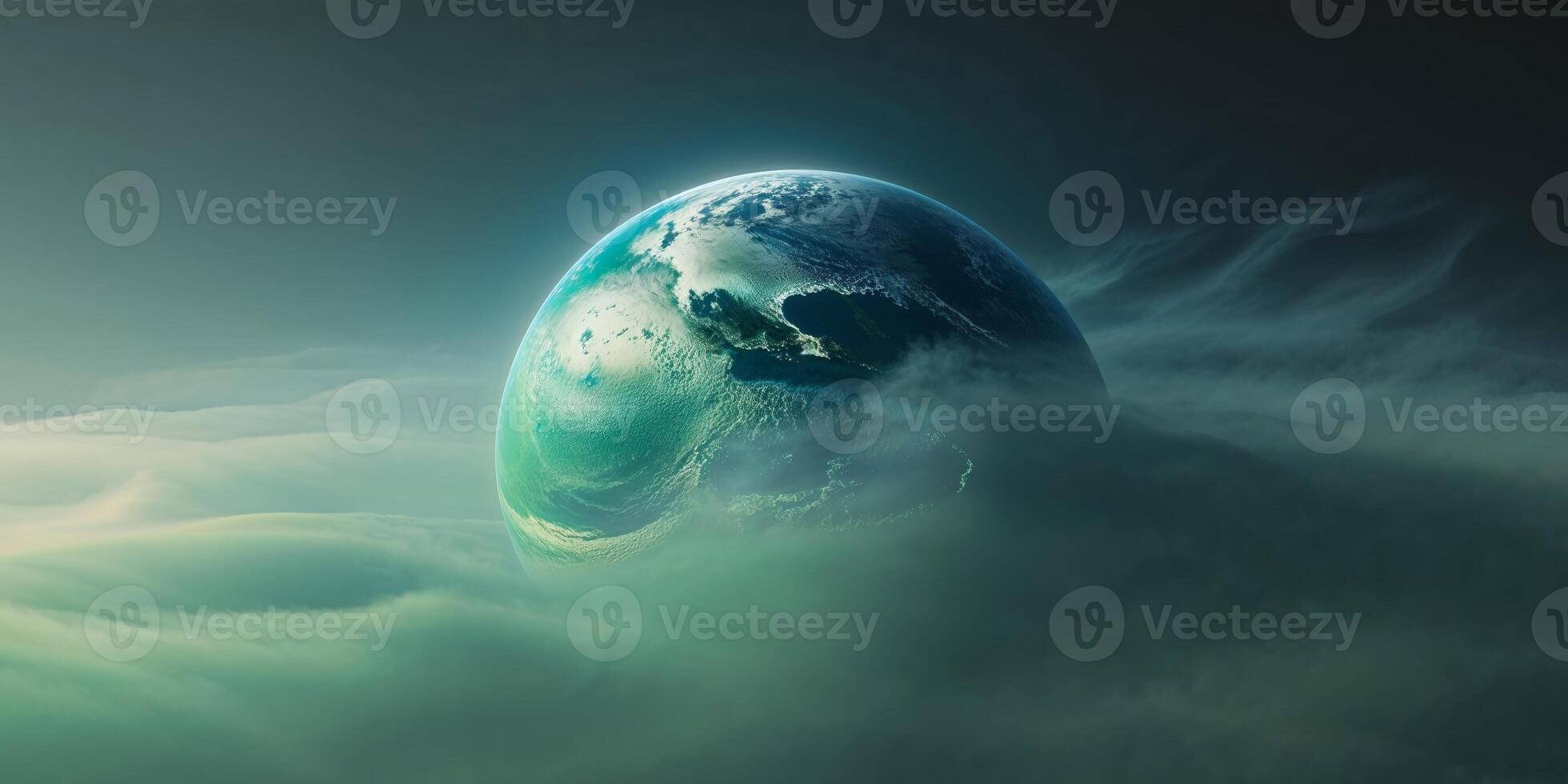 The earth is floating in the clouds photo