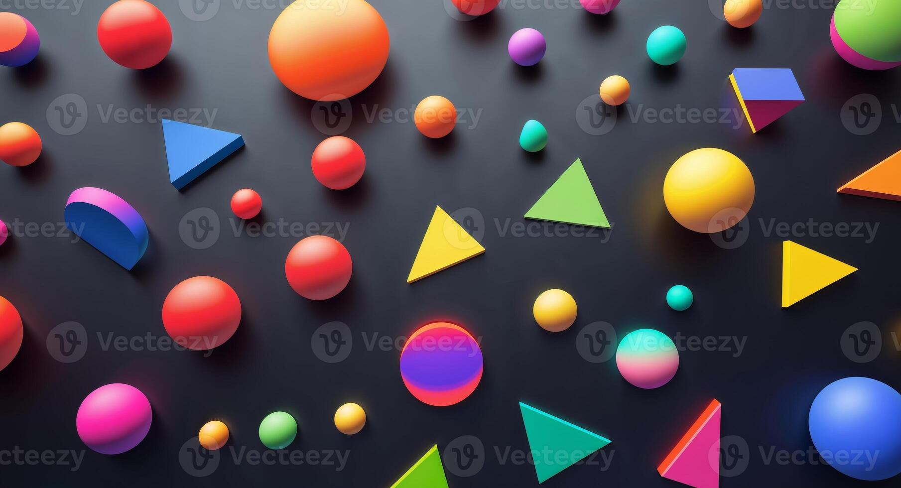 A bunch of different colored shapes on a black surface photo