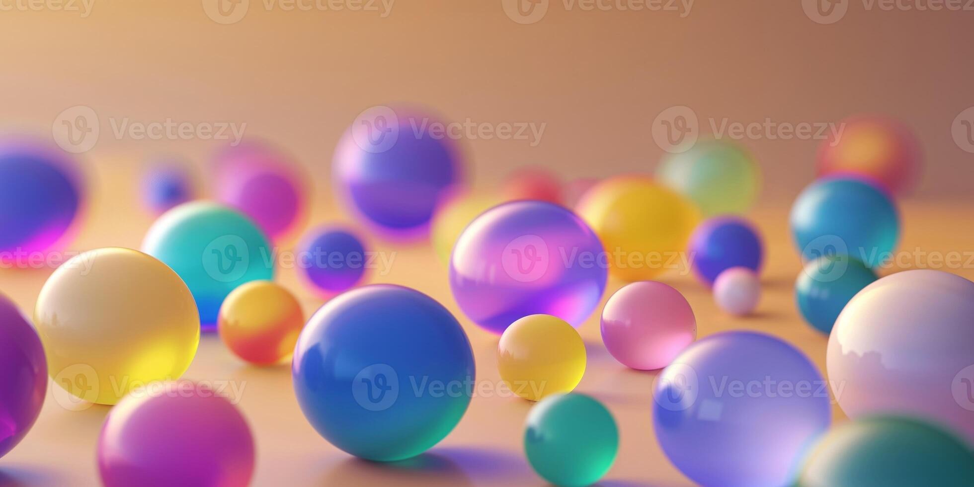 Abstract Colorful Spheres on a Warm Beige Background photo