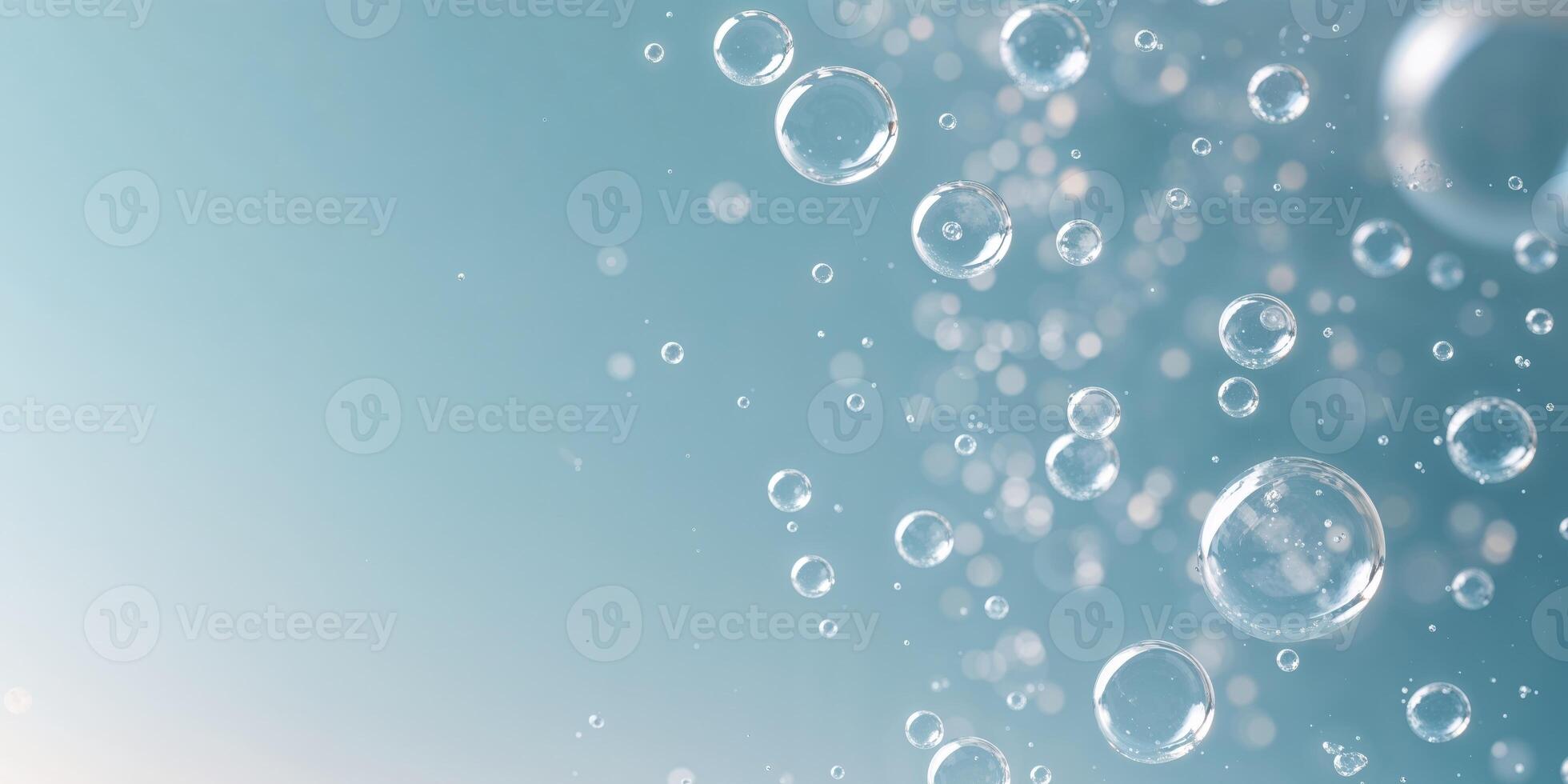 Molecular structure of water revealed in light blue background displaying interconnected bubbles and clarity. photo