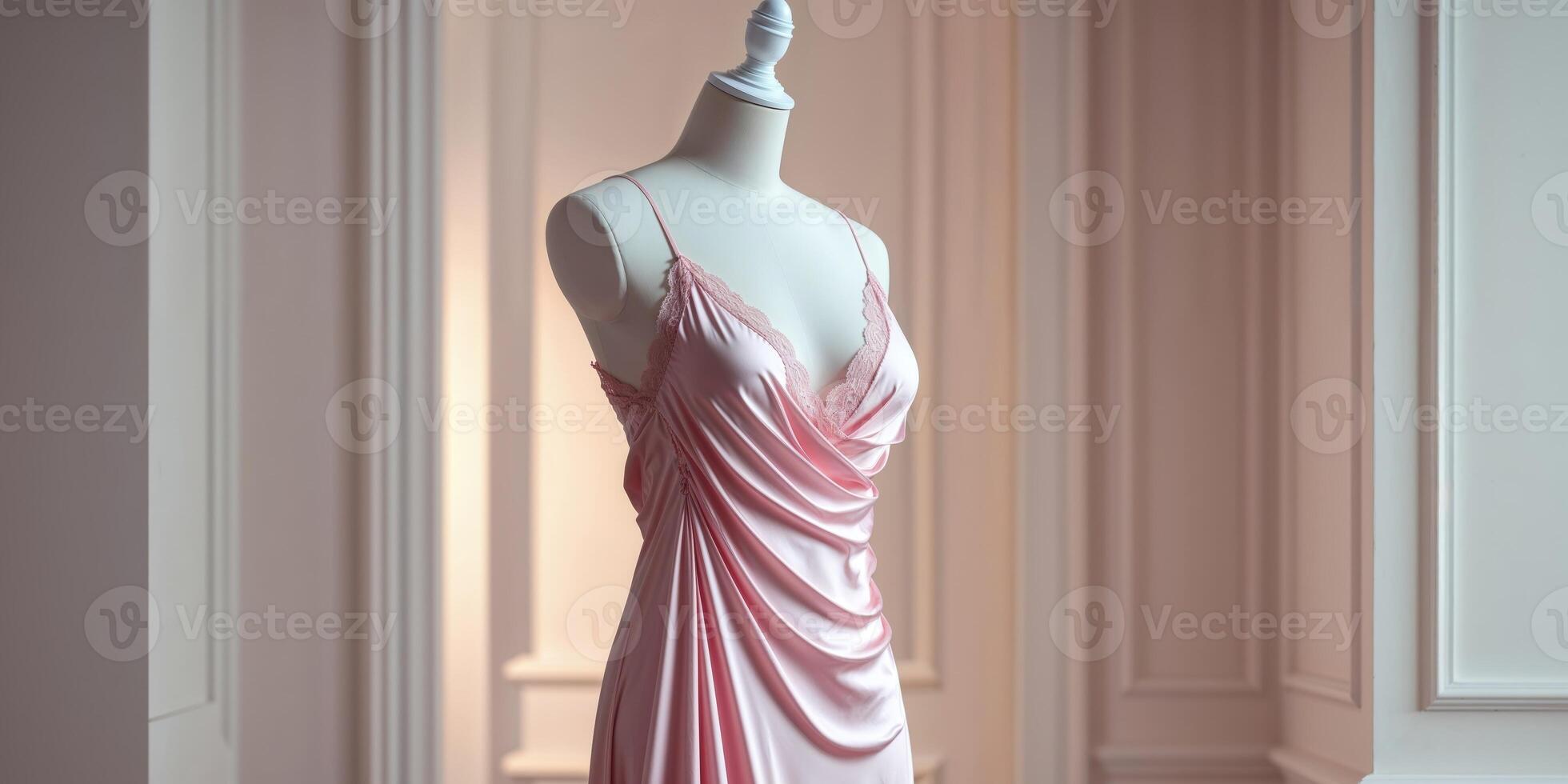 Pink nightgown on mannequin in boutique exuding sophistication and glamour photo