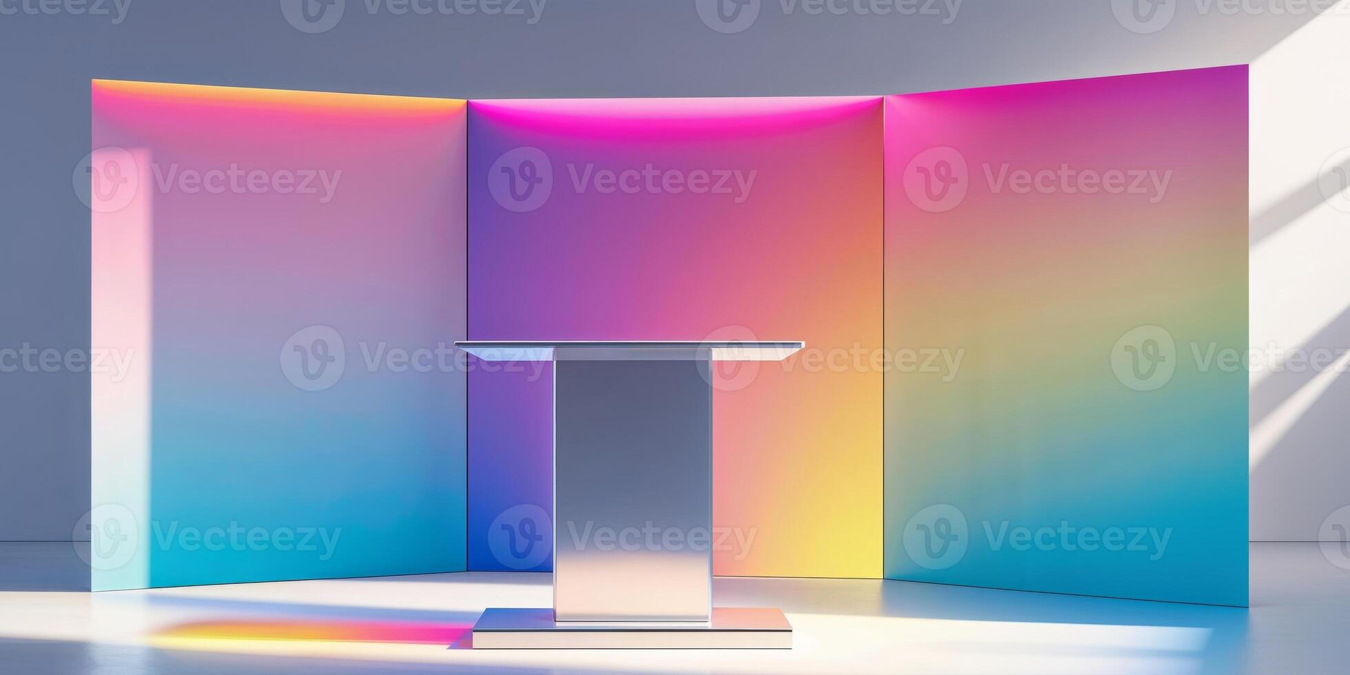 Colorful podium display with three gradient backgrounds for modern design photo