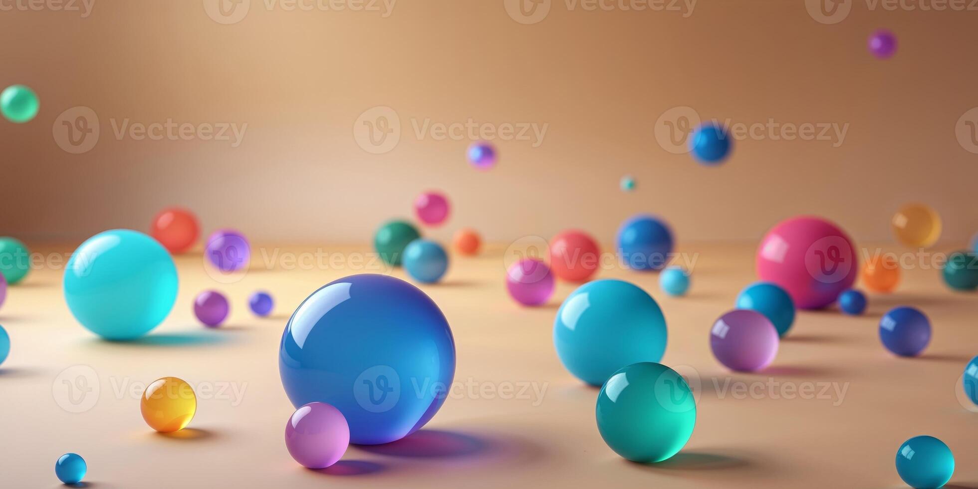 Abstract Colorful Spheres on a Warm Beige Background. photo