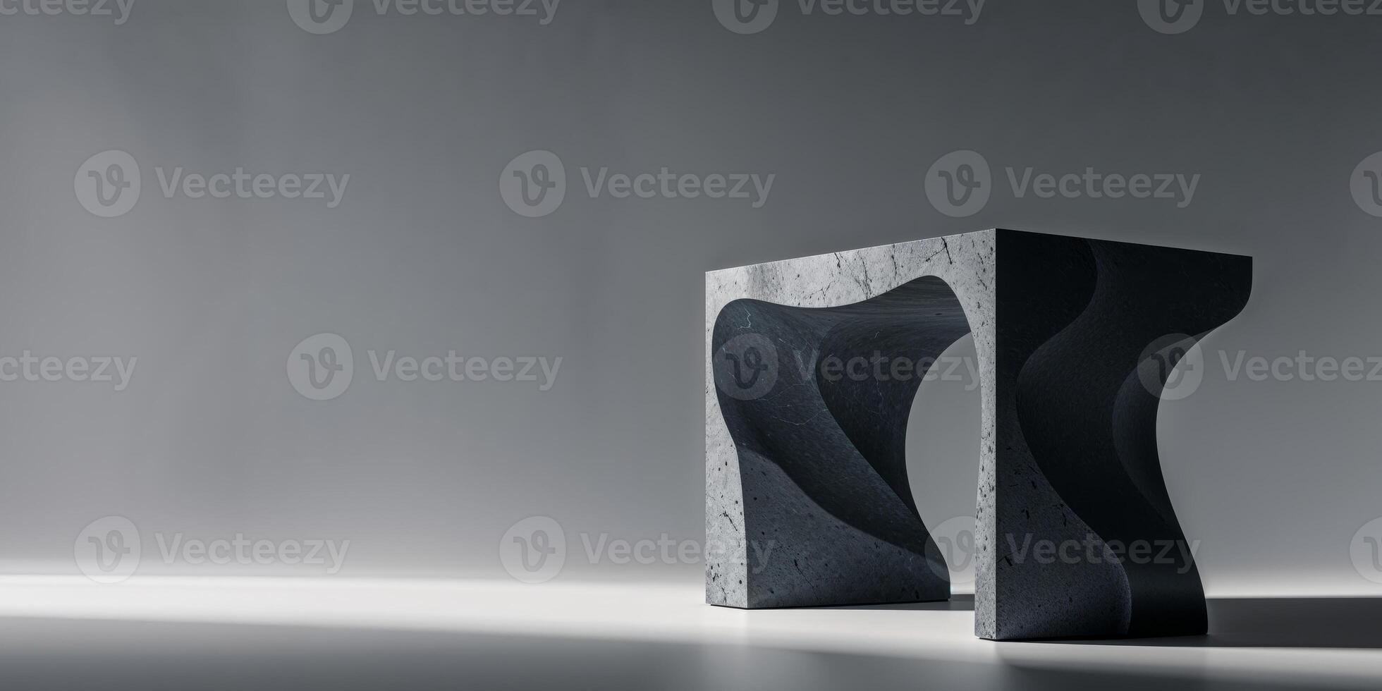 Abstract Dark Gray Stone Platform Product Display Podium photo