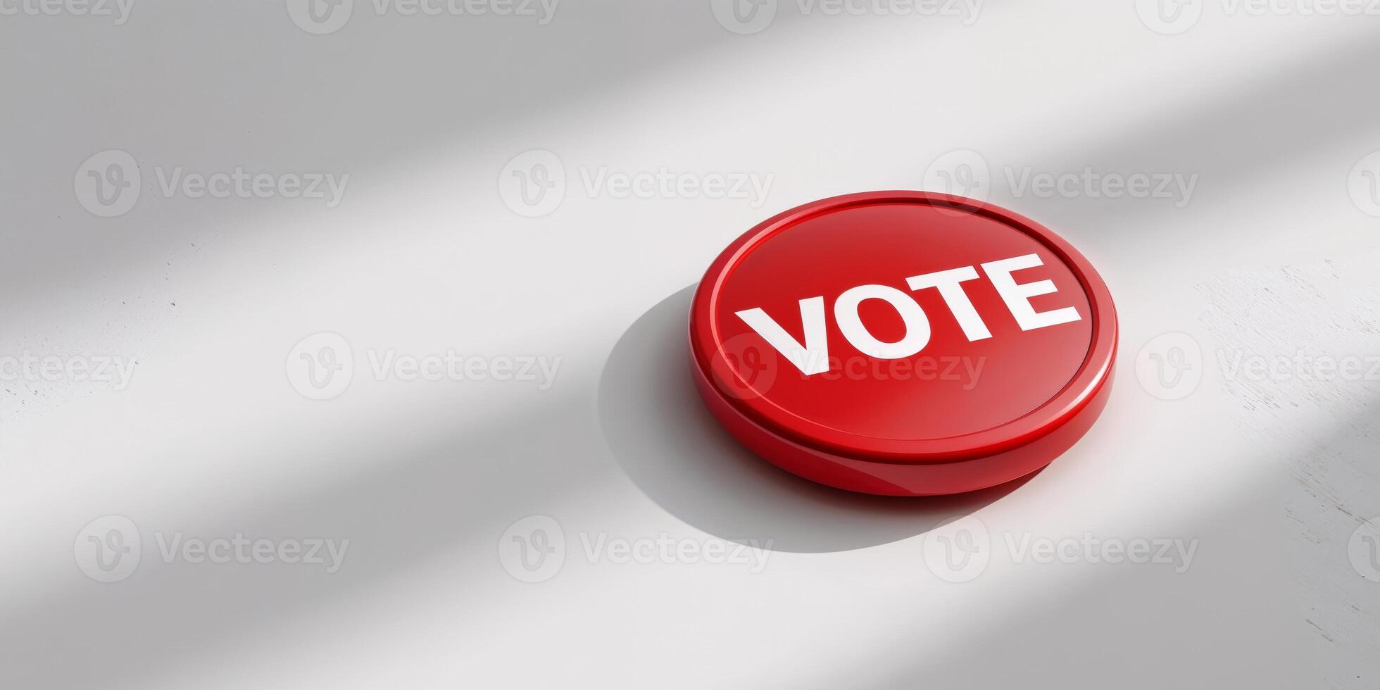 Red vote button promoting civic duty and participation in elections photo