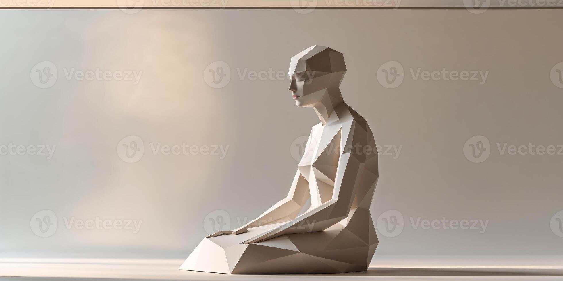 Abstract Geometric Sculpture of a Human Figure in Soft Light. photo