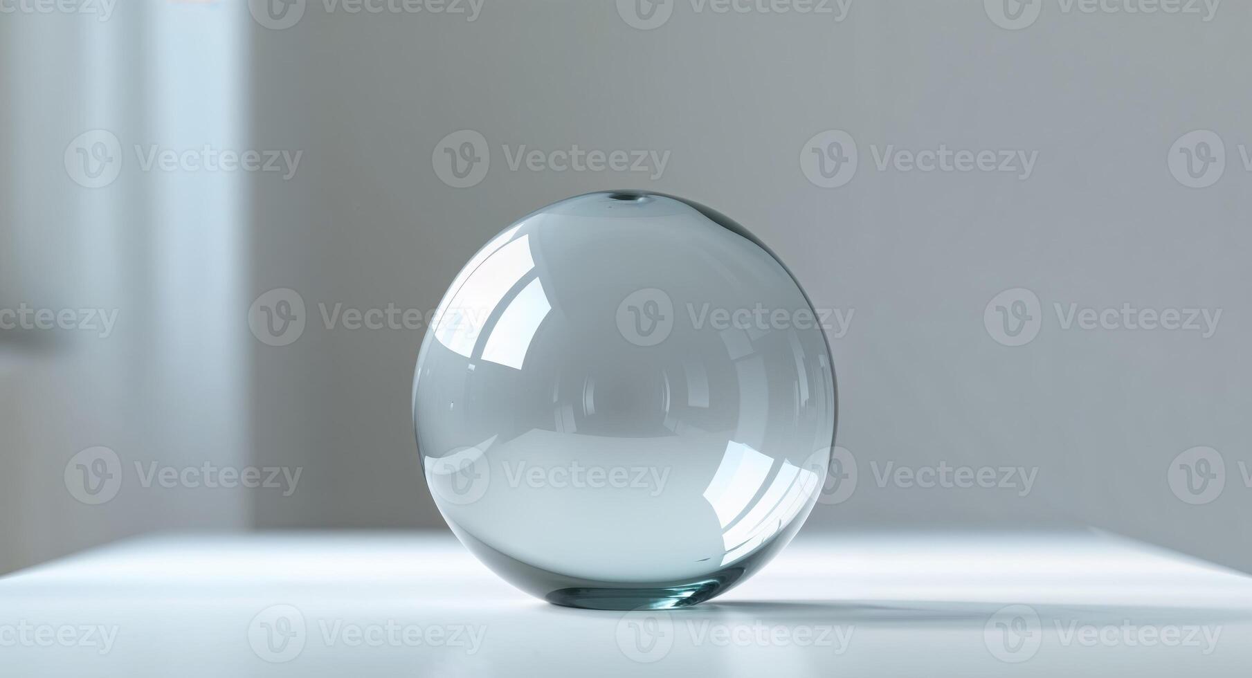 A glass sphere sitting on top of a table. photo