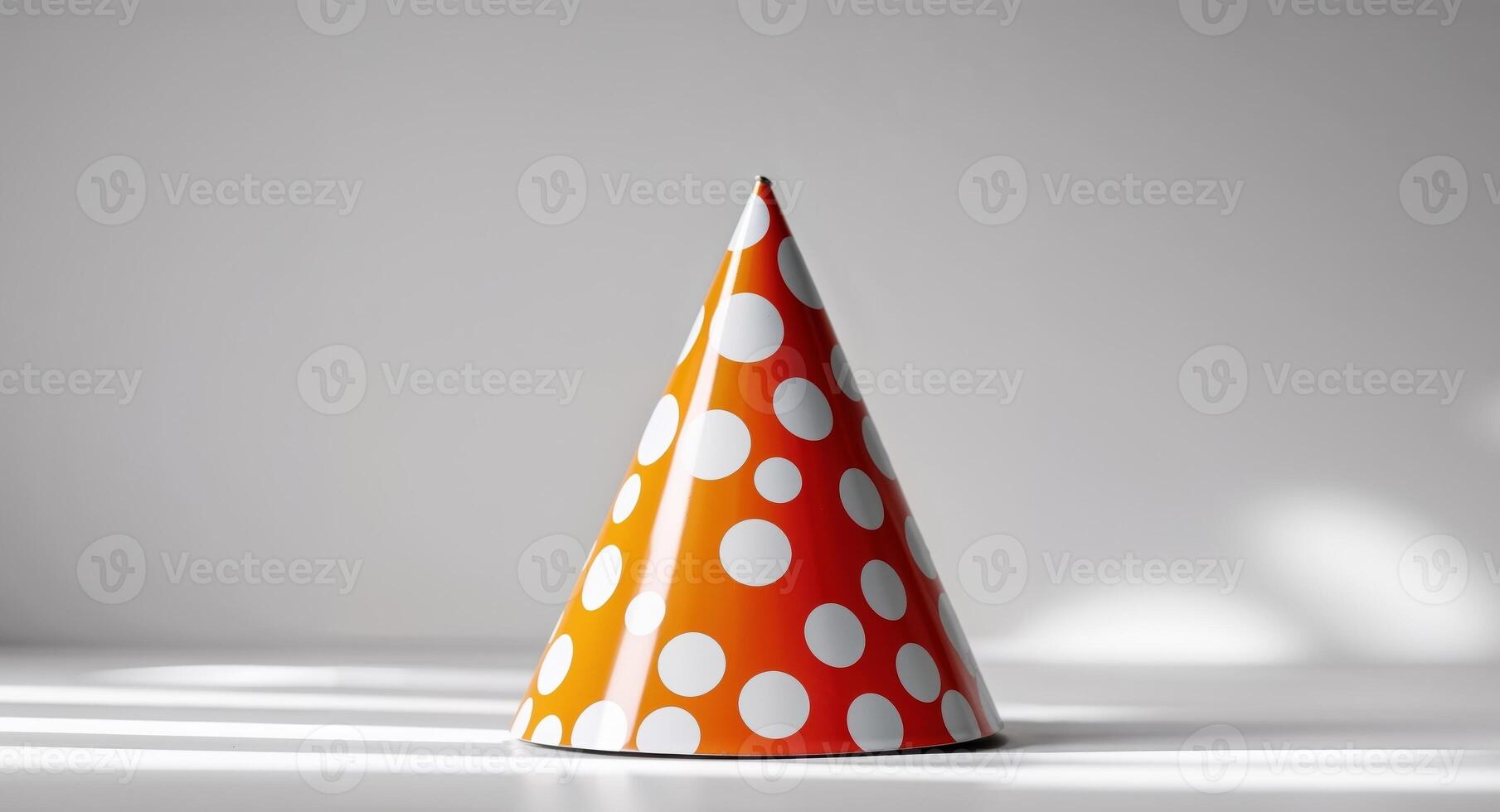 Colorful party hat with a polka dot design. photo