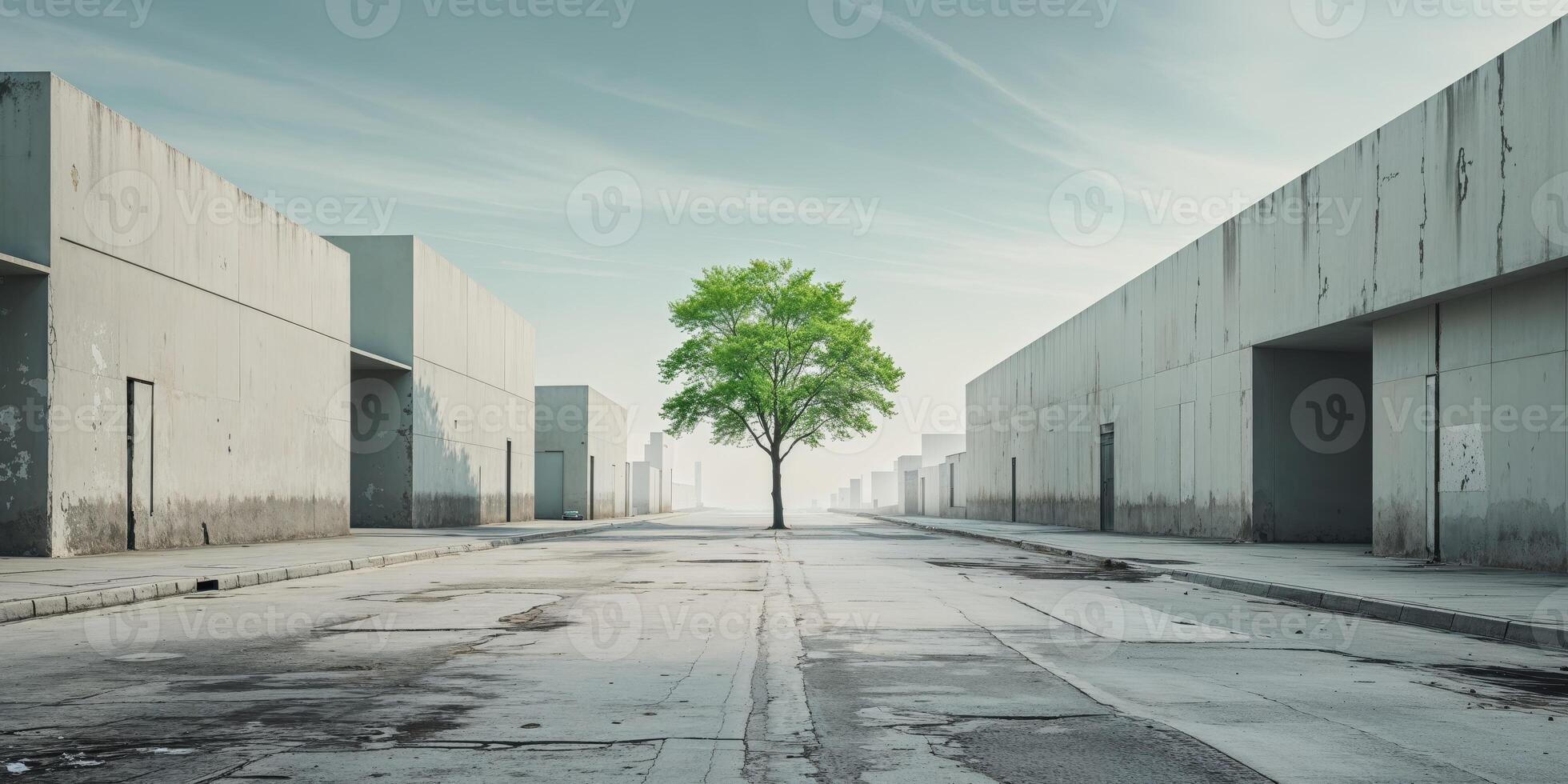 A lone tree in an empty street photo