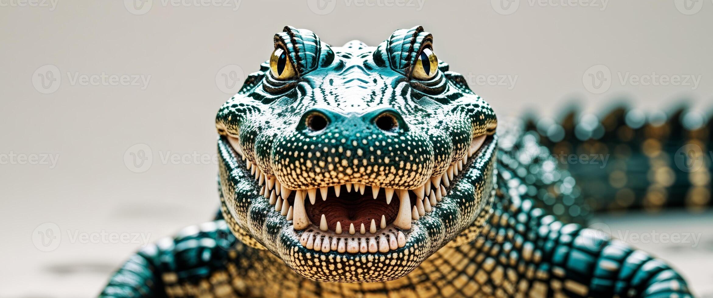 Powerful Alligator Intense Gaze Sharp Teeth Reptile Wildlife. photo