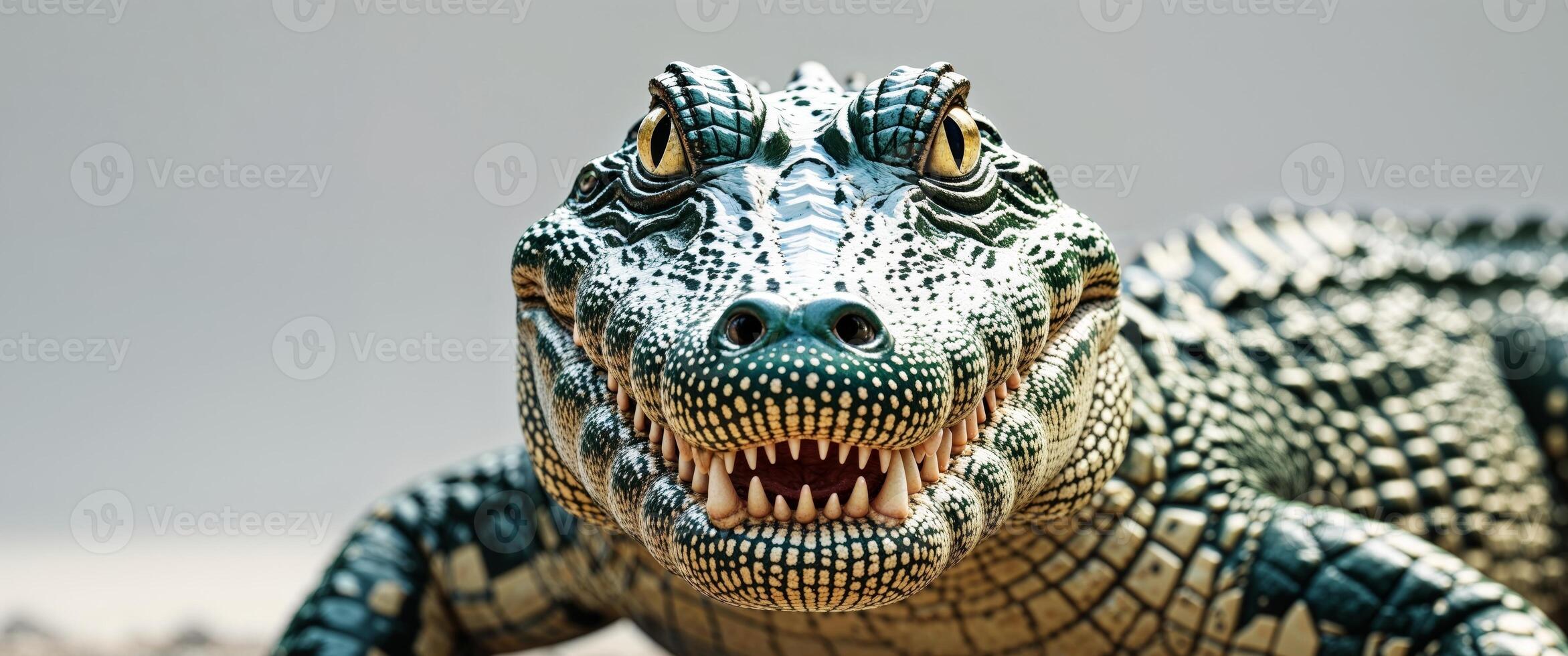 Powerful Alligator Intense Gaze Sharp Teeth Reptile Wildlife photo