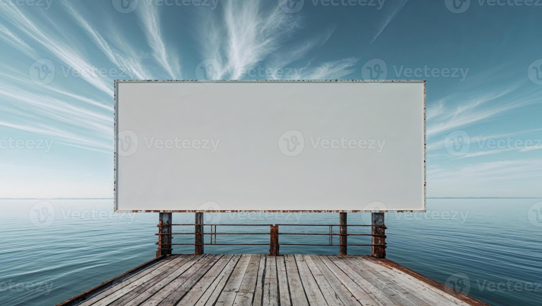 An empty billboard on a pier photo