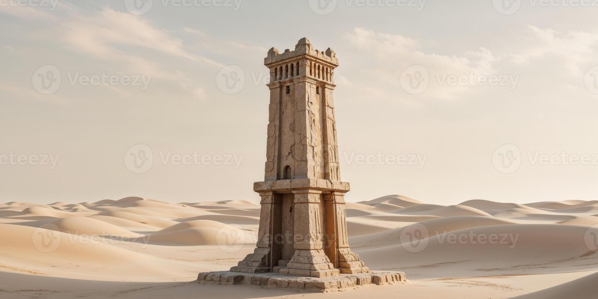 A tower in the middle of a desert photo