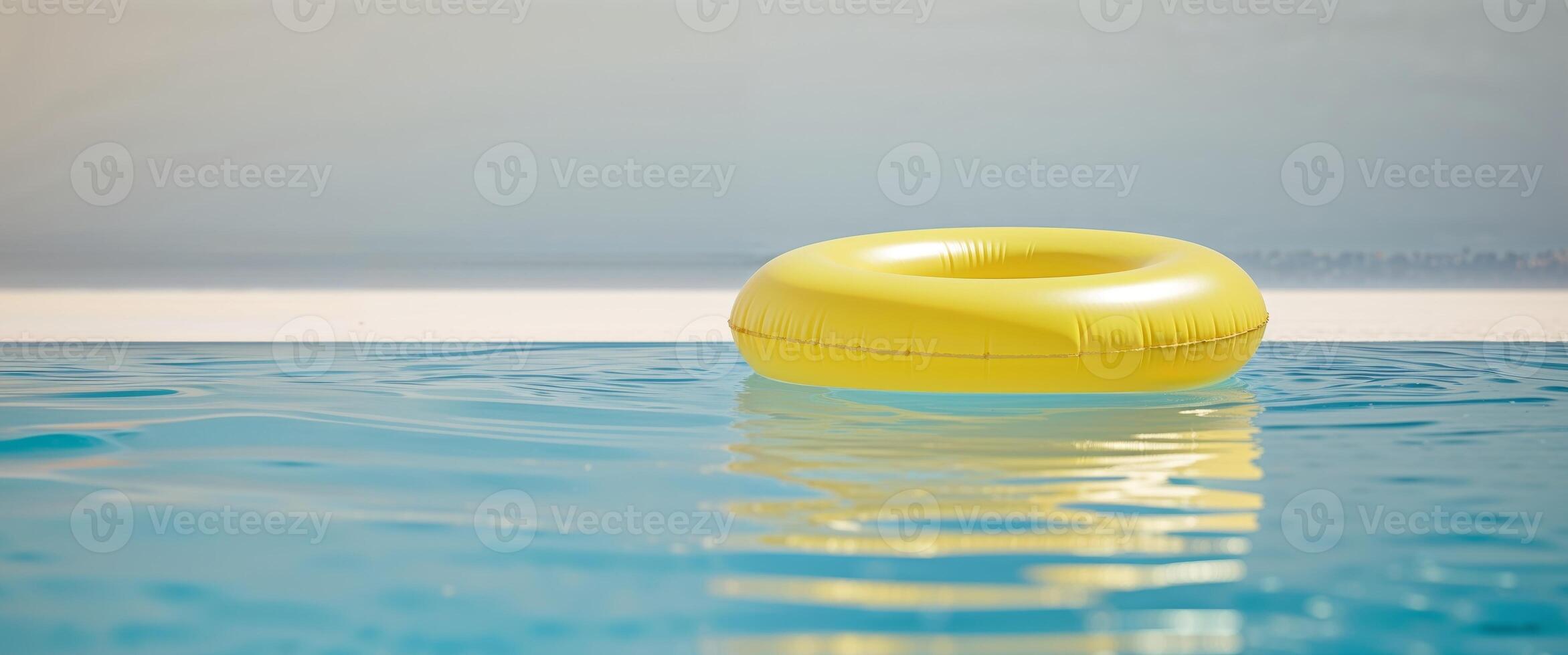 Yellow swimming ring floating in a pool photo