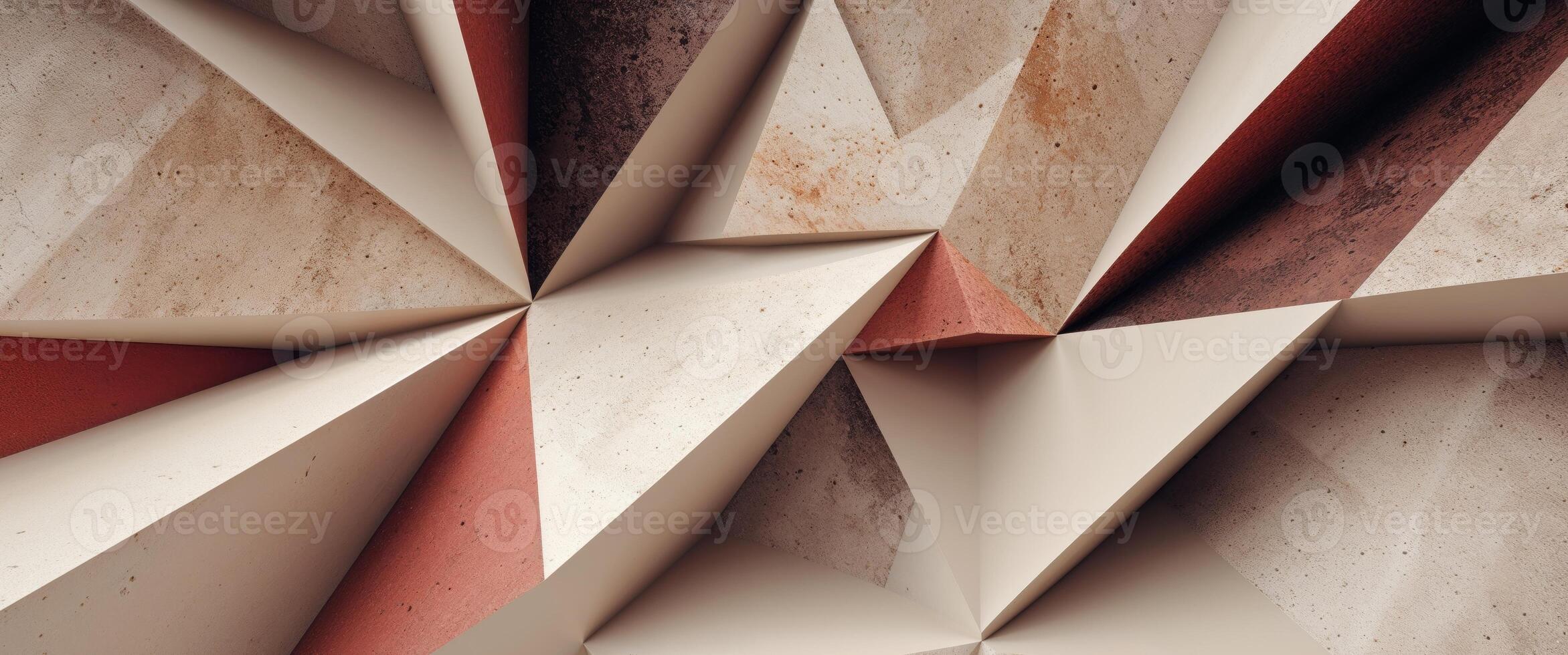 Abstract geometric background with red and white triangles photo