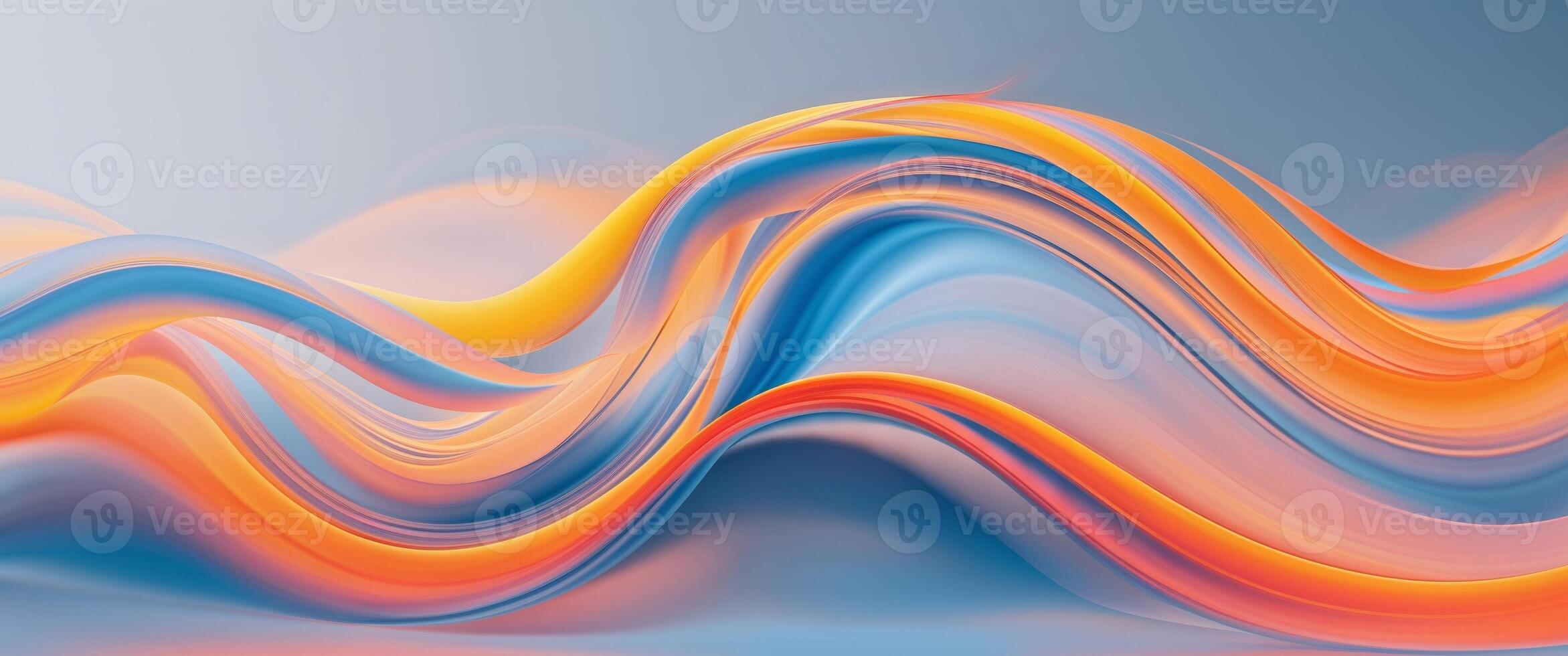 Abstract wave background with orange, blue and yellow colors photo