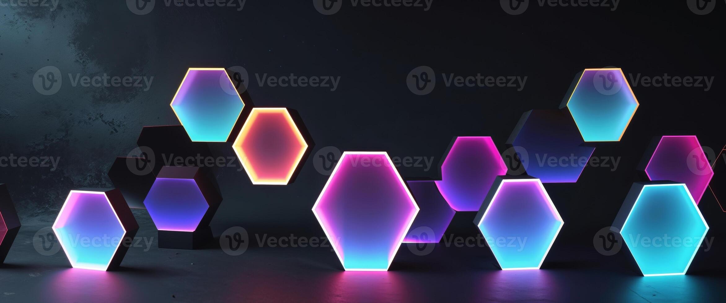 A group of colorful lamps with different shapes photo